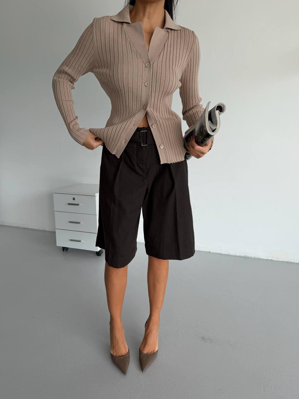 Кардиган Slim Fit с воротником в рубчик