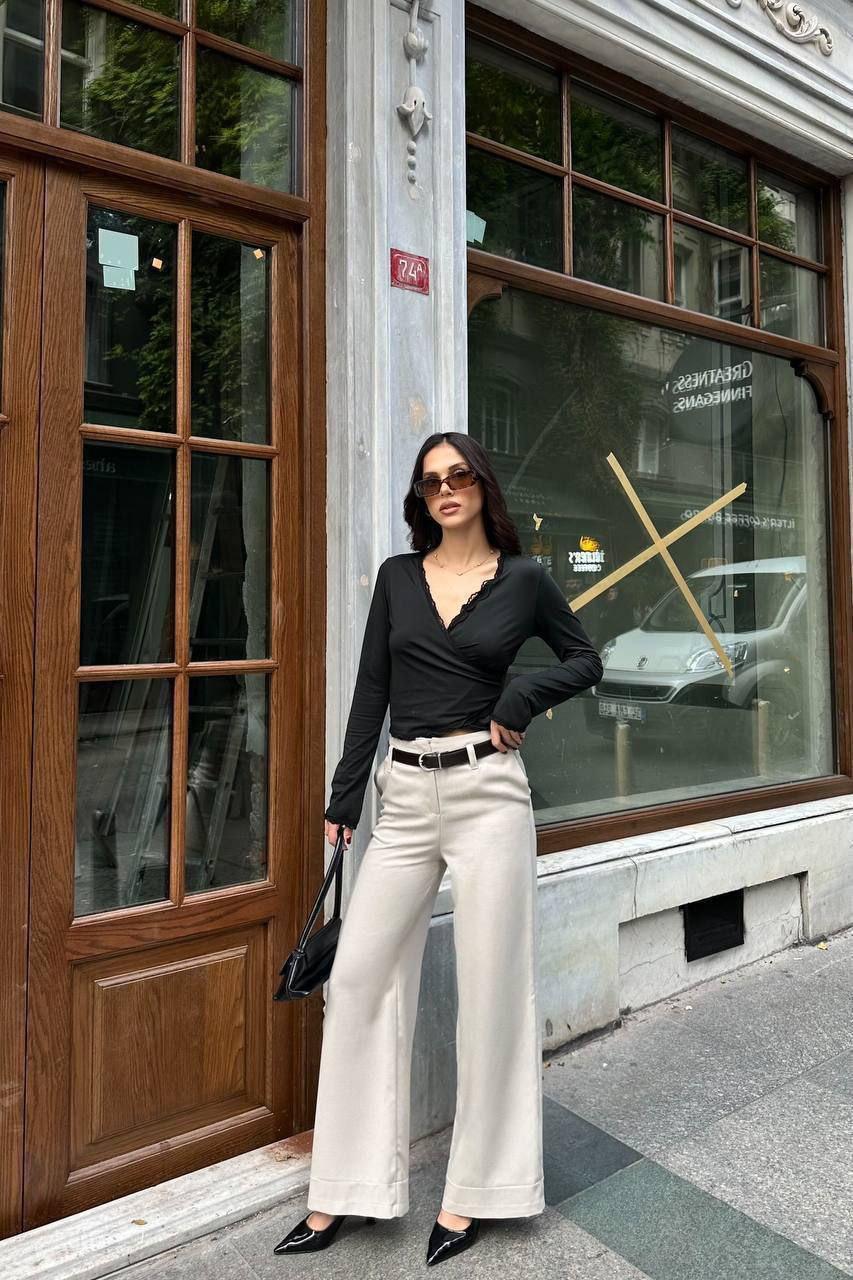 Таза стиль: белдік ерекшелігі бар палац шалбары