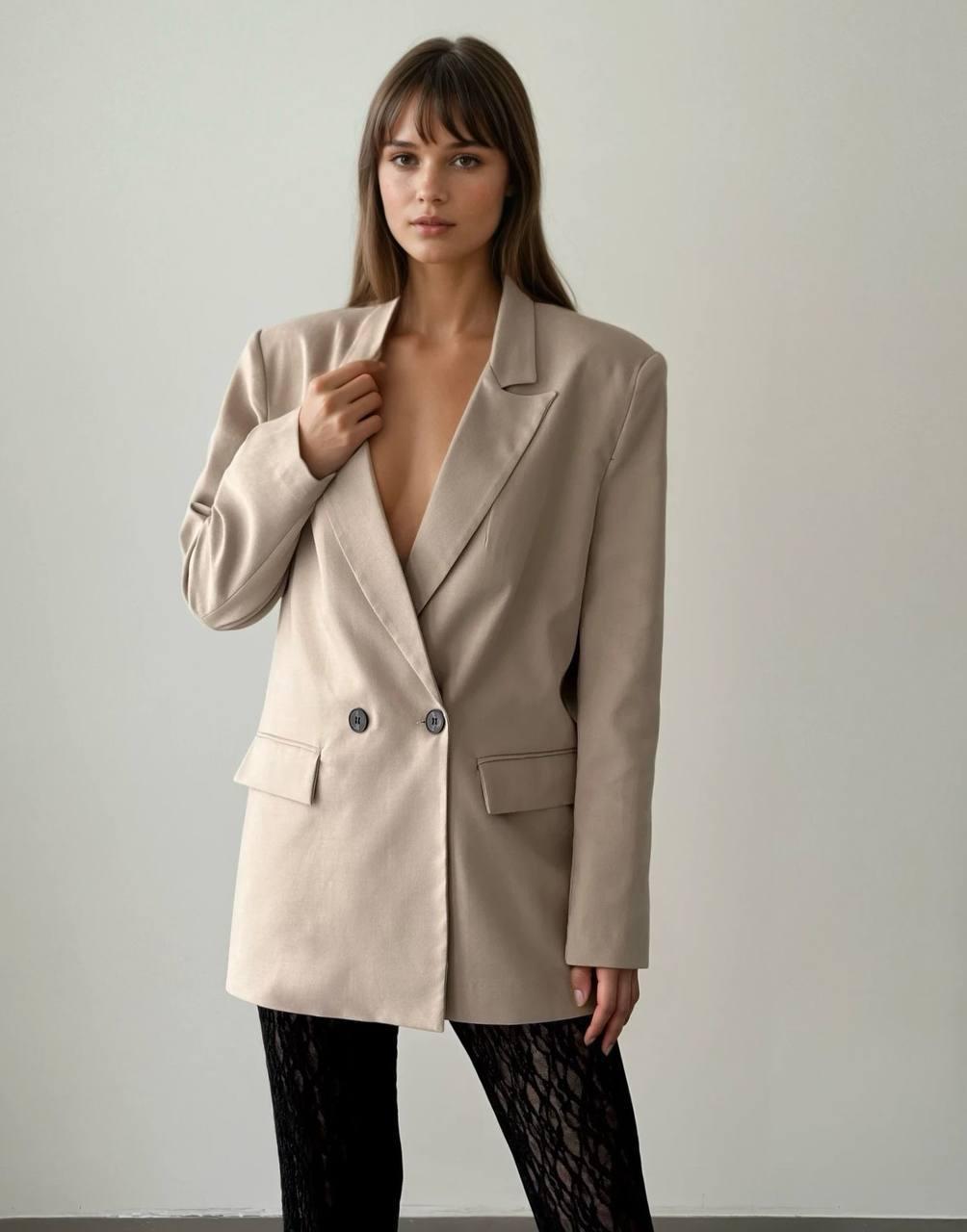 Oversize jacket with two buttons.