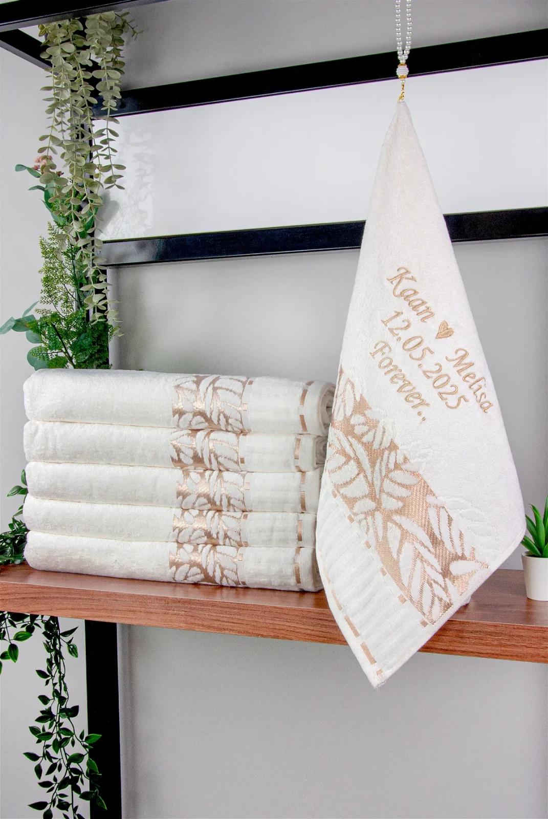 Personalized Embroidered Towel with Name, Jacquard 100% Cotton Bridal Set Towel