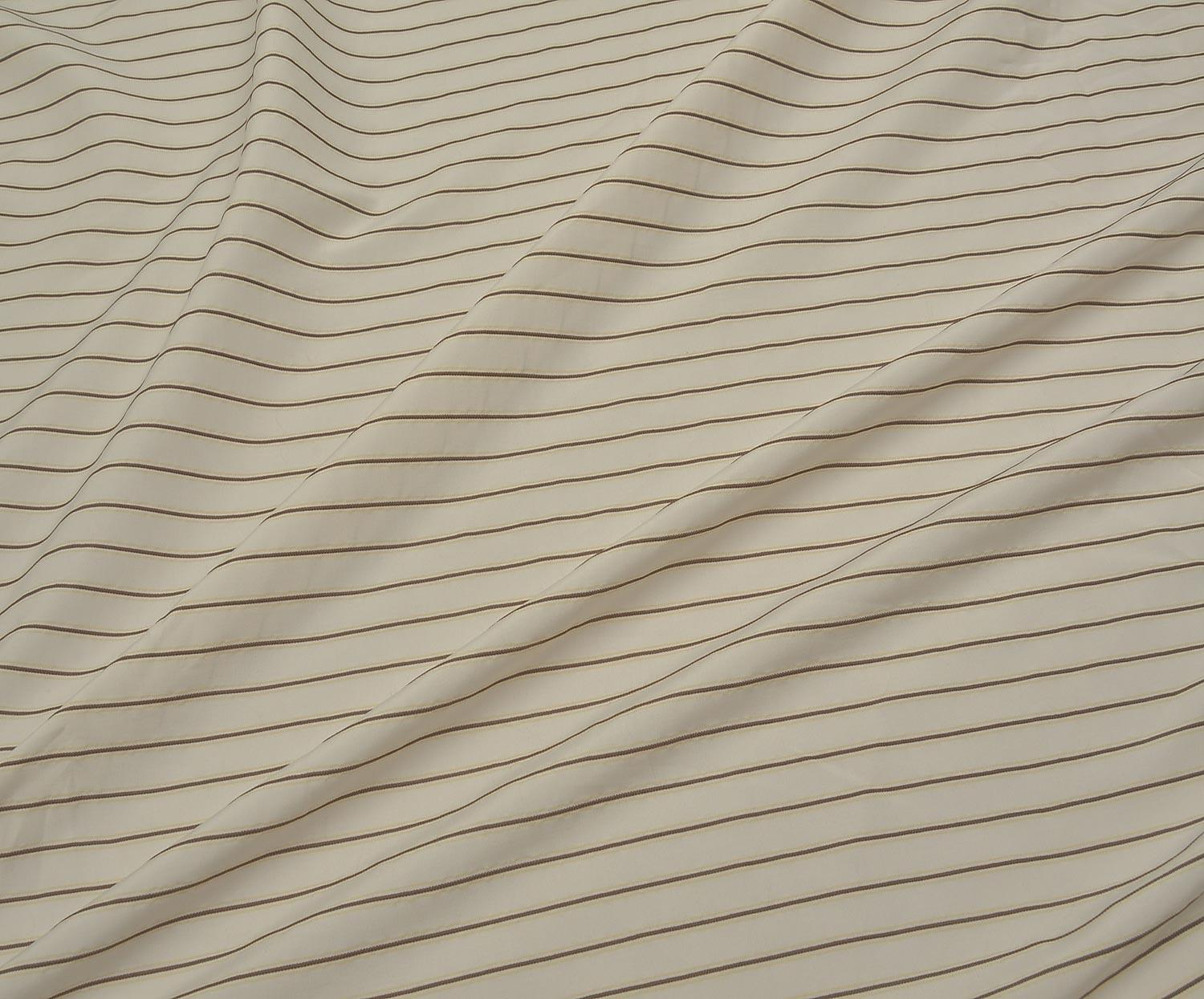 STRIPED SHIRT FABRIC COTTON - BEIGE