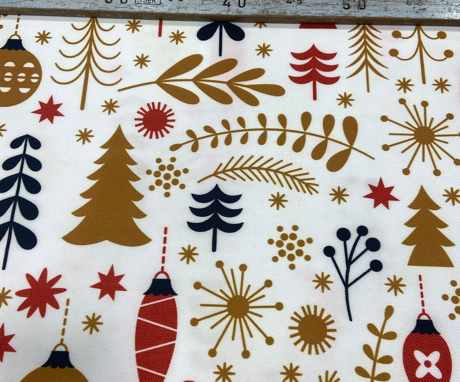 CHRISTMAS DECORATIONS DIGITAL PRINT FABRIC - WHITE