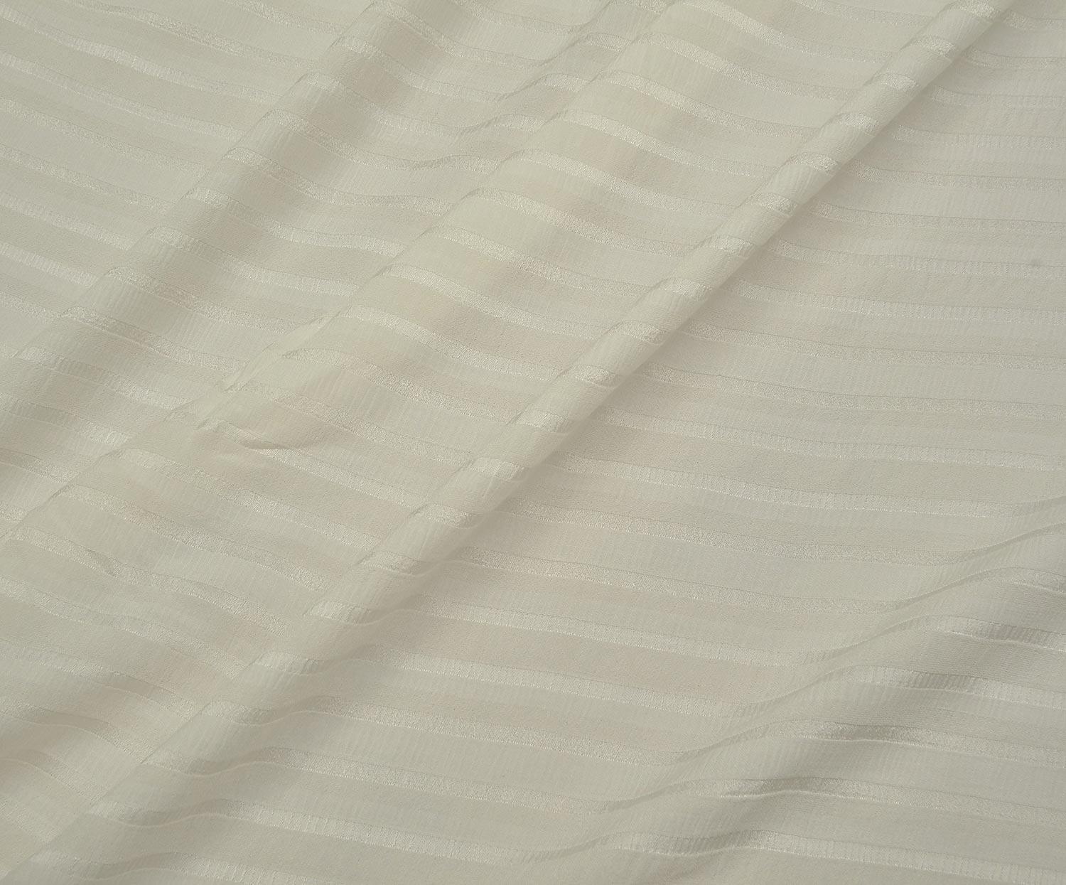STRIPED VISCOSE FABRIC - ECRU