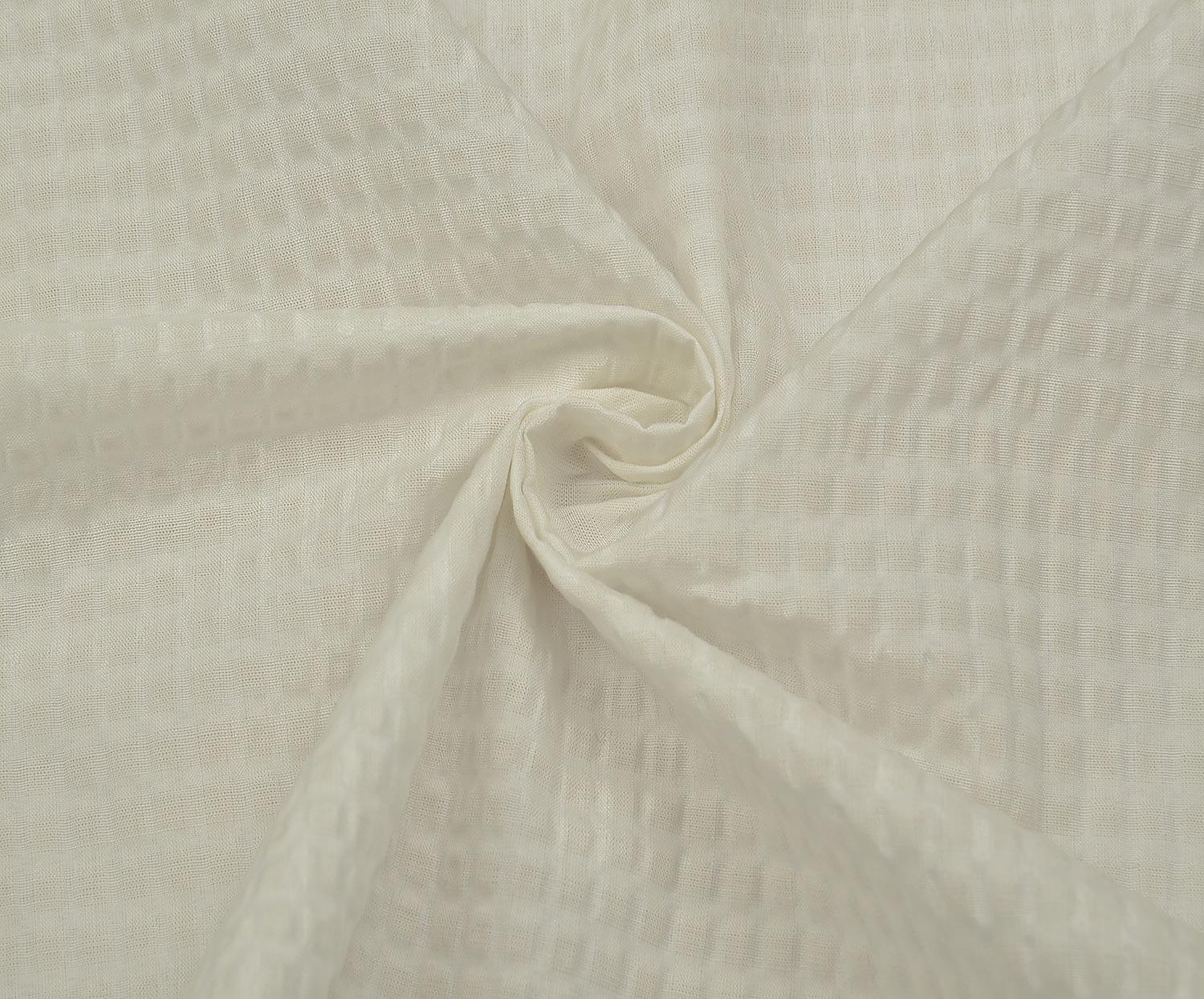 EMBOSSED PATTERNED COTTON FABRIC - OFF-WHITE