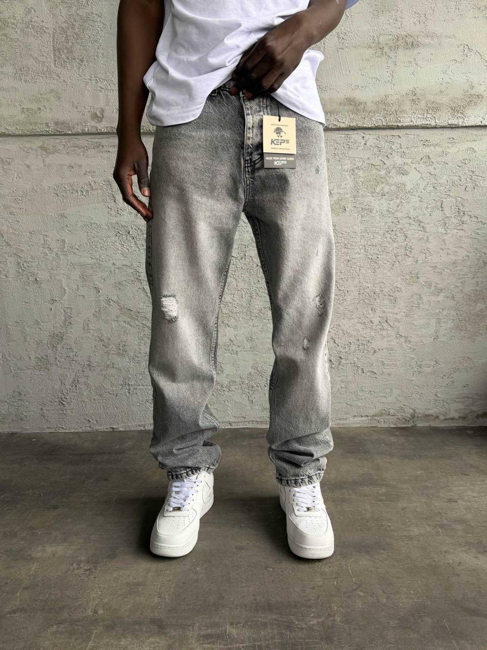 Grey Snow Wash Regular Fit Jeans