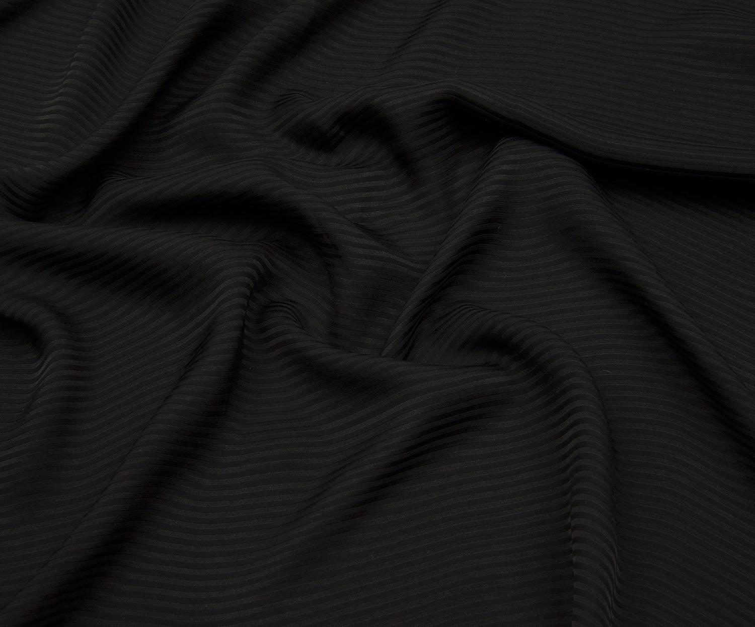 STRIPED VISCOSE FABRIC - BLACK