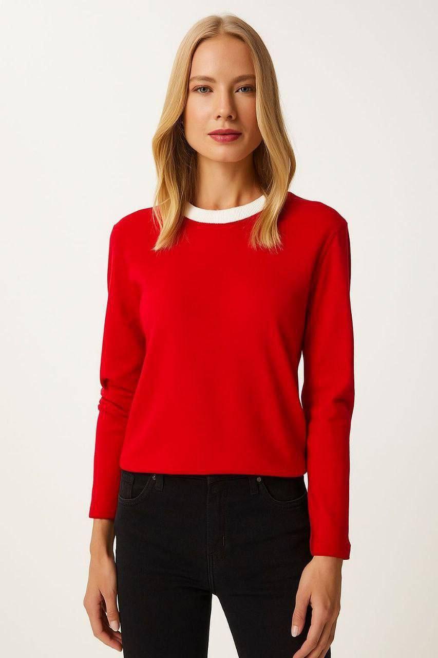 Contrast Collar Long Sleeve T-Shirts