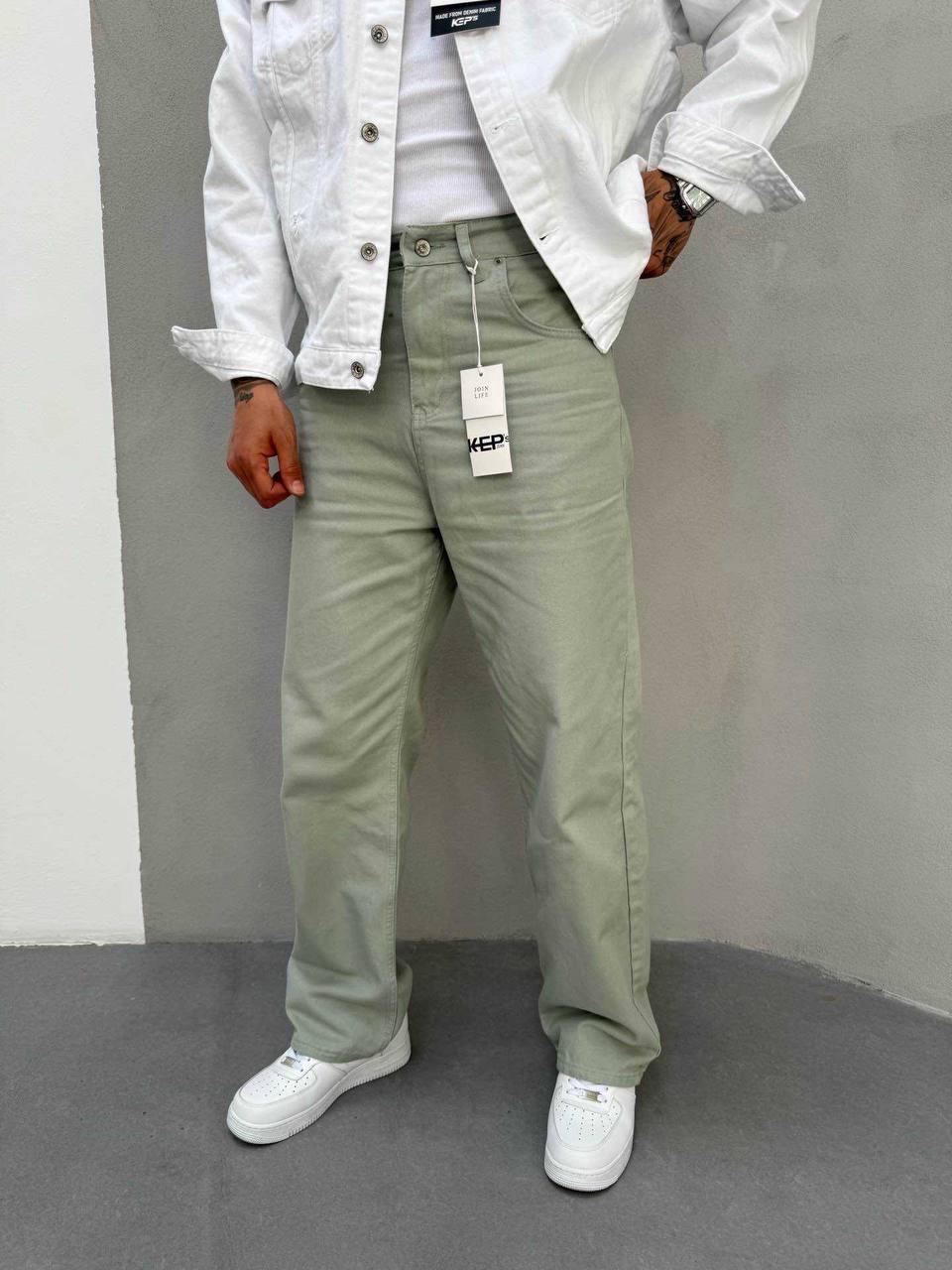 Men's Mint Green Loose Fit Jean Pants