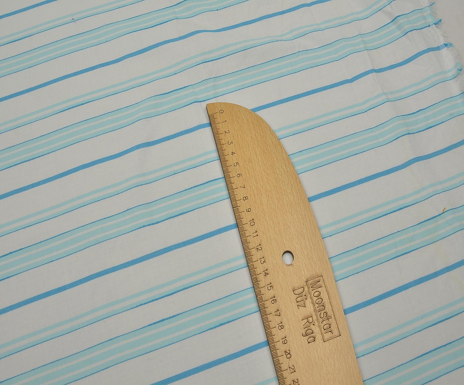 STRIPED SHIRT FABRIC COTTON - BLUE